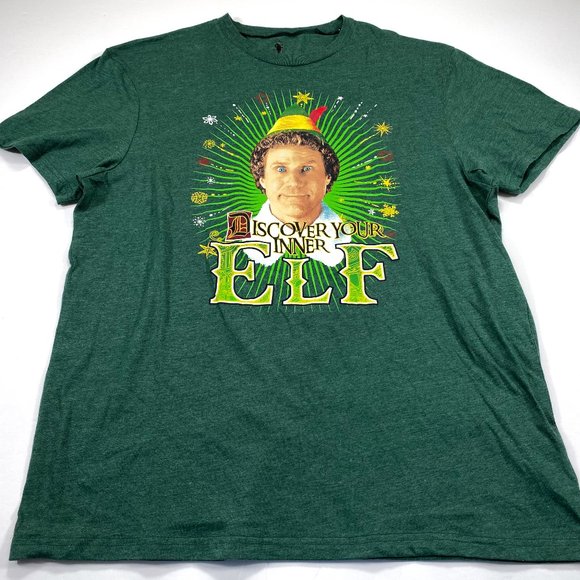Discover Your Inner Elf Will Ferrell XL Green Short Sleeve T-Shirt NEW NWT - Picture 1 of 3